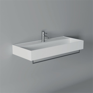 Lavabo Hide appoggio cm. 100x45 rettangolare in ceramica bianco di Ceramica Alice