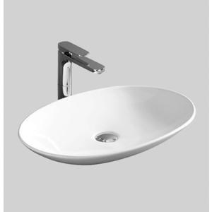 Lavabo La Fontana appoggio cm. 60x42 senza foro in ceramica bianco lucido di Art Ceram