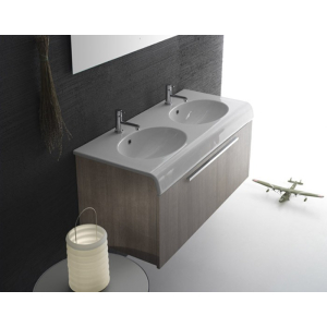 Lavabo Bowl+ sospeso doppia vasca cm 110x50 di Ceramica Globo