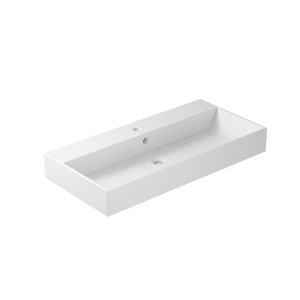 Lavabo Plus Design sospeso/appoggio cm. 100x48 rettangolare bianco di Ceramica Galassia