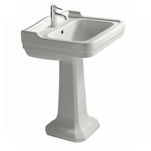 Lavabo Ethos sospeso/su colonna cm. 60x51 tre fori bianco lucido di Ceramica Galassia