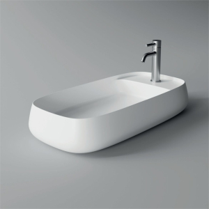 Lavabo Nur appoggio 80x40 rettangolare in ceramica bianco di Ceramica Alice