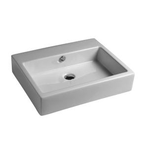 Lavabo Quad sospeso/appoggio 60x47 rettangolare in ceramica bianco lucido di Ceramica GSG