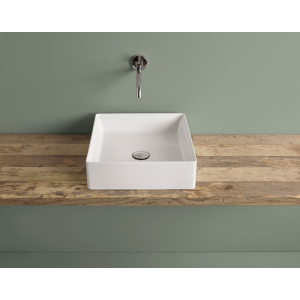 Lavabo Scalino appoggio cm. 38x38 salvaspazio in ceramica bianco lucido di Art Ceram