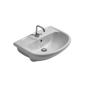 Lavabo Atena semincasso 64x47 semicircolare in ceramica bianco lucido