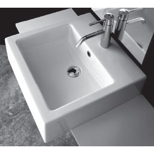 Lavabo semincasso 47x47 quadrato in ceramica bianco lucido