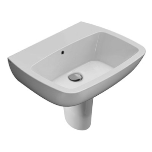 Lavabo Daily sospeso/su colonna 66x51 semicircolare in ceramica bianco di Ceramica Globo