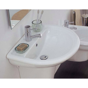 Lavabo Elios su colonna 68x53 semicircolare in ceramica bianco lucido di Ceramica Azzurra