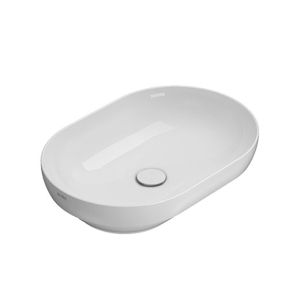 Lavabo T-Edge appoggio/incasso 60x41 senza foro bianco lucido di Ceramica Globo