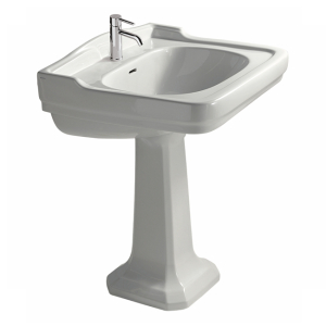 Lavabo Ethos sospeso/su colonna cm. 71x58 tre fori bianco lucido di Ceramica Galassia