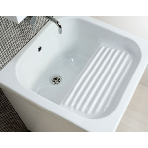 Lavatoio in ceramica con strofinatoio incorporato+mobile Oceano 45x51 di ElleEmmeCi