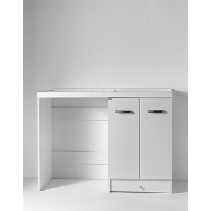Mobile Eko a terra 107x60 a due ante con spazio a sx per inserire lavatrice e lavatoio di Xilon