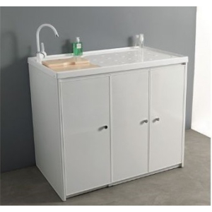 Mobile Josè a terra 107x65 ad un'anta a sinistra e due ante copri lavatrice lavatoio in Abs di Xilon