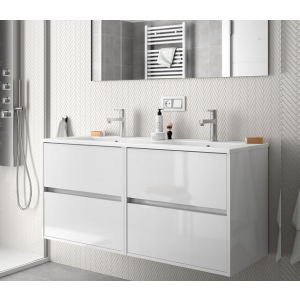 Mobile sospeso Noja cm. 120 con lavabo bianco lucido di Salgar