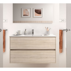 Mobile sospeso Noja cm. 100 con lavabo rovere caledonia di Salgar