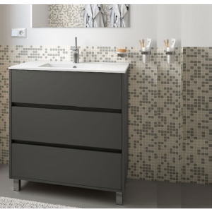 Mobile a terra Arenys cm. 80 con lavabo grigio opaco di Salgar