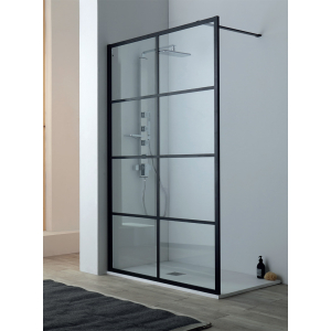 Parete doccia 8PAR053W in cristallo 8mm trasparente cm. 140 con profilo nero di Tamanaco