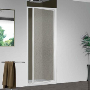 Porta doccia Smeralda in cristallo 3 mm. trasparente cm. 90 profilo bianco di Giava