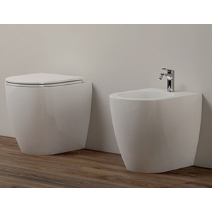 Sanitari Comoda filomuro cm. 53x36 con sedile sottile softclose di Ceramica Azzurra