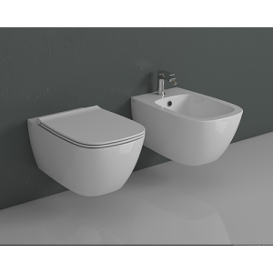 Sanitari Genesis sospesi scarico senza brida cm. 55x36 con sedile sottile standard di Ceramica Globo