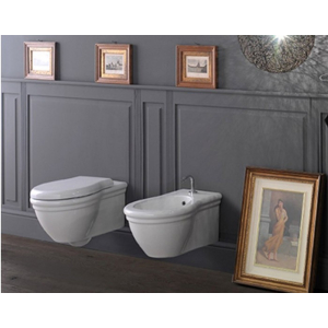 Sanitari sospesi Paestum con copriwater avvolgente standard di Ceramica Globo