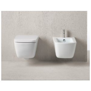 Sanitari Sand mini sospesi senza brida salvaspazio con sedile softclose di Ceramica GSI