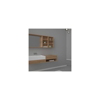 Mobile Dublino sospeso completo di lavabo e specchiera cm. 150x44 marrone chiaro di Ceramica GSG