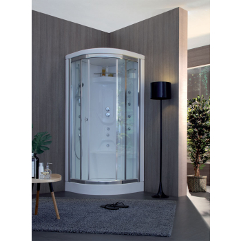 Box doccia multifunzione K2 in cristallo 6 mm. trasparente cm. 70x90 smicircolare installazione a sinistra con profilo cromato di Tamanaco