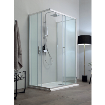 Box doccia ECO con lato fisso in cristallo 6 mm cincilla 70x100x70 con profilo cromo di Tamanaco