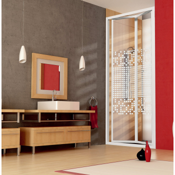 Box doccia Smeralda a soffietto in acrilico 70x80 cm con profilo bianco di Giava