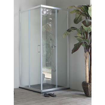Box doccia ECO in cristallo 6 mm cincillà cm 75x75 con profilo cromato di Tamanaco