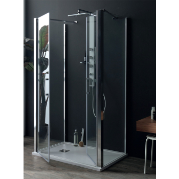 Box doccia SALOON con doppio fisso in cristallo 6 mm trasparente 70x100x70 con profilo cromo di Tamanaco