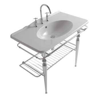 Struttura Paestum terra in ottone con lavabo cm. 100x55 bianco lucido di Ceramica Globo