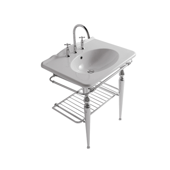 Struttura Paestum terra in ottone con lavabo cm. 75x55 bianco lucido di Ceramica Globo