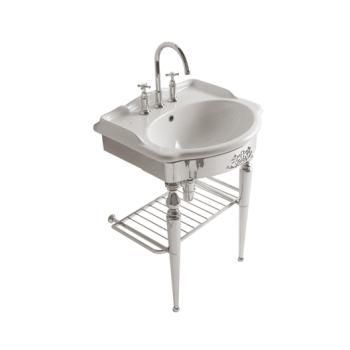 Struttura Paestum a terra in ottone con lavabo cm. 71x58 bianco lucido di Ceramica Globo