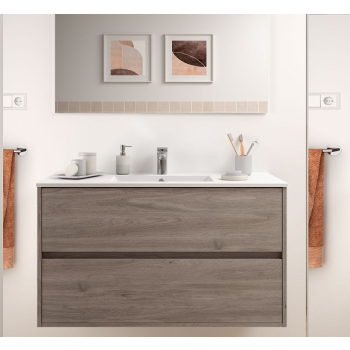 Mobile sospeso Noja cm. 100 con lavabo rovere eternity di Salgar