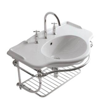 Struttura Paestum sospesa in ottone con lavabo cm. 90x56 bianco lucido di Ceramica Globo