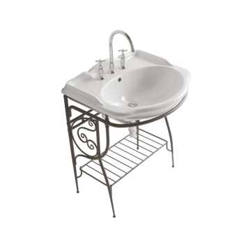 Struttura Paestum a terra in metallo anticato con lavabo cm. 71x58 bianco lucido di Ceramica Globo