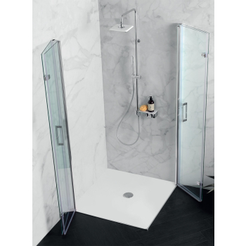 Doppia porta doccia PS35 in cristallo 6 mm trasparente 70x70 con profilo cromo di Tamanaco