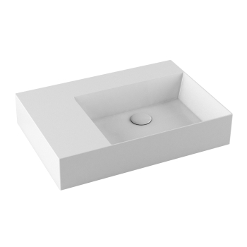Lavabo Elegance sospeso/appoggio 65x45 con vasca destra senza foro in ceramica bianco lucido di Ceramica Azzurra
