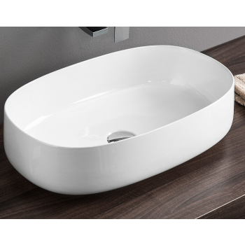 Lavabo Cognac appoggio cm. 55x35 senza foro in ceramica bianco lucido di Art Ceram