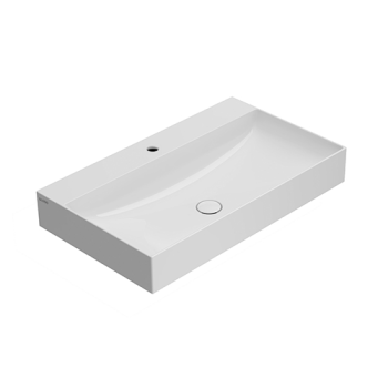 Lavabo T-Edge appoggio/sospeso cm. 80x47 in ceramica bianco lucido di Ceramica Globo