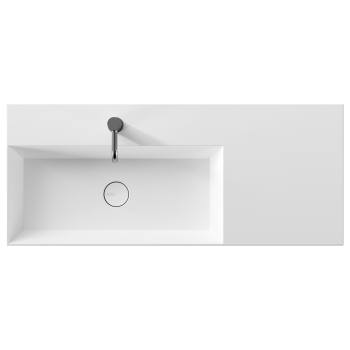 Lavabo Spy appoggio/sospeso cm. 101x46 rettangolare con vasca a sinistra in ceramica bianco di Ceramica Alice