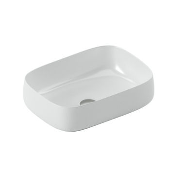 Lavabo Cognac Quadro appoggio cm. 56x41 senza foro in ceramica bianco lucido di Art Ceram