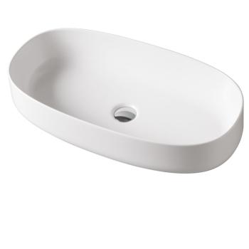 Lavabo Cognac appoggio cm. 68x35 senza foro in ceramica bianco lucido di Art Ceram