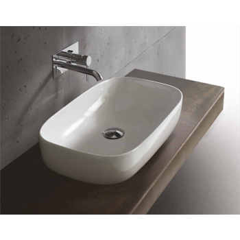 Lavabo Dream appoggio cm. 64x38 bianco lucido di Ceramica Galassia