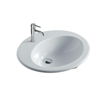 Lavabo Eloise incasso soprapiano 62x52 tondo in ceramica bianco di Ceramica Galassia