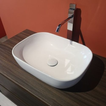 Lavabo Oval appoggio salvaspazio 45,5x32,2 stondato in ceramica