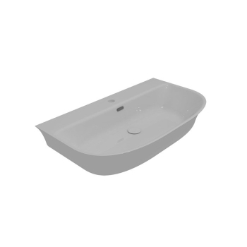 Lavabo appoggio/sospeso 80x48 semicircolare in ceramica bianco lucido di Ceramica GSG