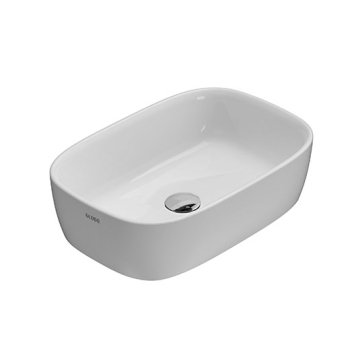 Lavabo Genesis appoggio cm. 55x37 stondato in ceramica bianco lucido di Ceramica Globo